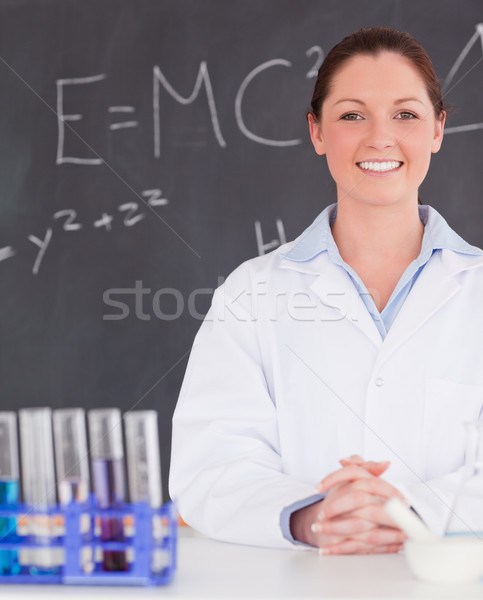 Smilling scientist stanting in front of a blackboard Stock photo © wavebreak_media