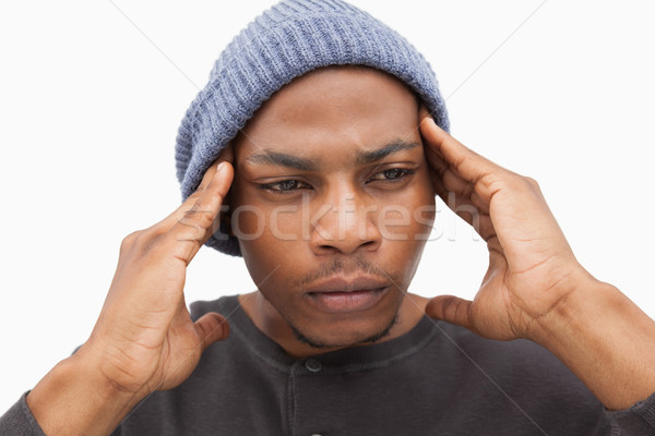 Worried man in beanie hat Stock photo © wavebreak_media