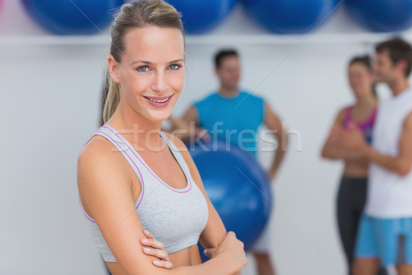 Lächelnde Frau Freunde Fitness Studio Porträt passen Stock foto © wavebreak_media