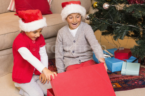 Surprised brother and sister opening a gift Stock photo © wavebreak_media