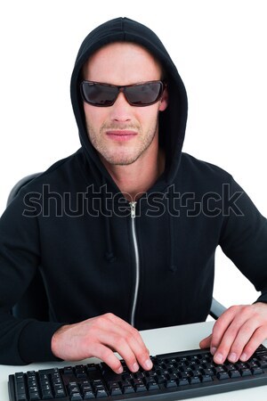 Koncentruje biznesmen okulary do czytania pracy biały komputera Zdjęcia stock © wavebreak_media