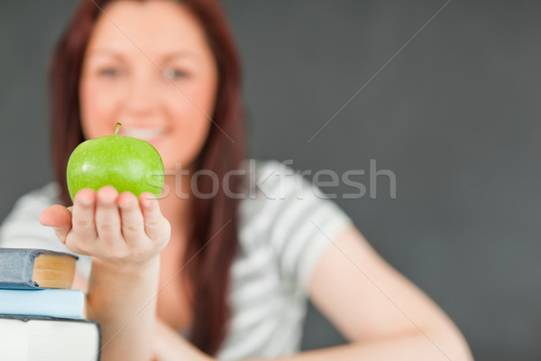 [[stock_photo]]: Cute · étudiant · pomme · caméra · accent