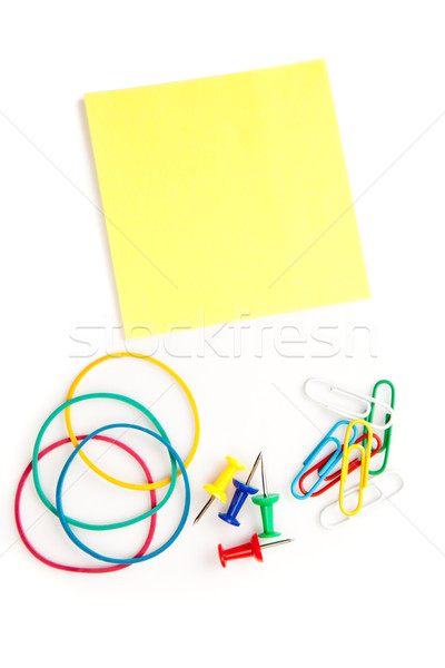 Stationery whose pushpins elastics paperclips adhesive notes Stock photo © wavebreak_media