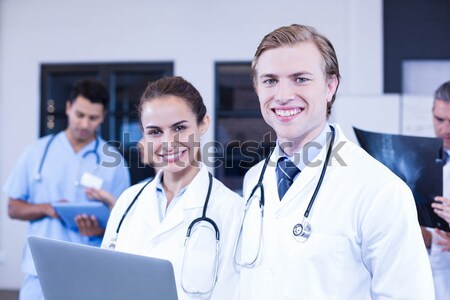 Foto stock: Médico · equipe · atrás · menina