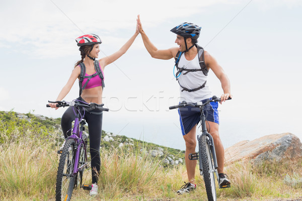 спортивный пару Горный велосипед высокий мнение Сток-фото © wavebreak_media