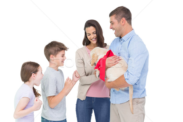 Eltern Welpen Kinder weiß glücklich Mutter Stock foto © wavebreak_media