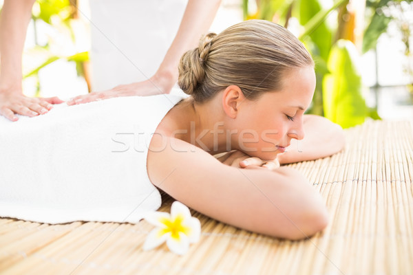 Stock photo: Attractive woman getting massage on her back