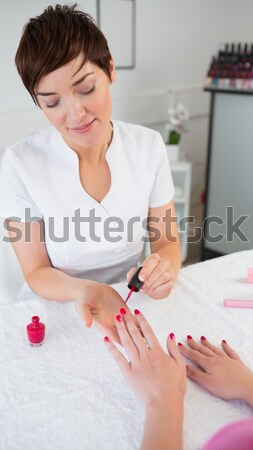 [[stock_photo]]: Clou · technicien · client · manucure · salon · de · beauté · femme