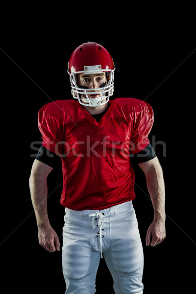 Stockfoto: Portret · amerikaanse · voetballer · helm · zwarte