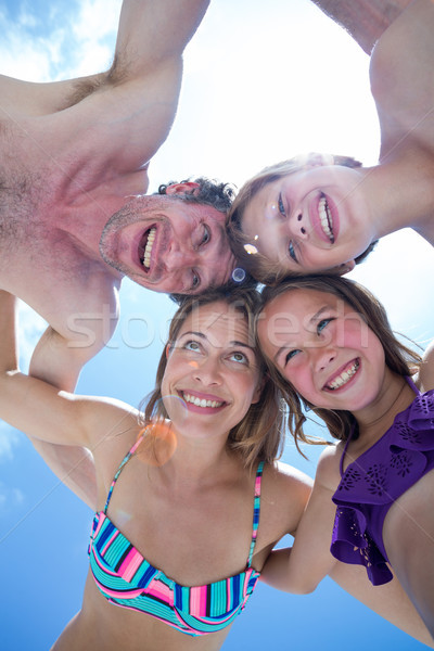 Foto stock: Diretamente · abaixo · tiro · alegre · família · brilhante