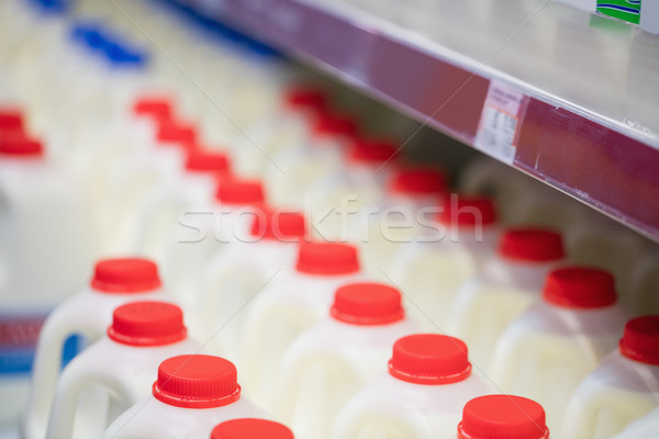 Mleka butelek półka sklep spożywczy zakupy napojów Zdjęcia stock © wavebreak_media