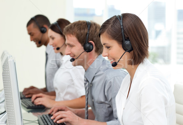 Geschäftsleute Call Center Headset Computer glücklich Stock foto © wavebreak_media
