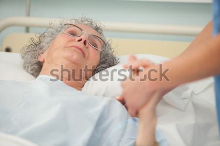 Stockfoto: Mooie · vrouw · steen · massage · gezondheid · boerderij · zijaanzicht