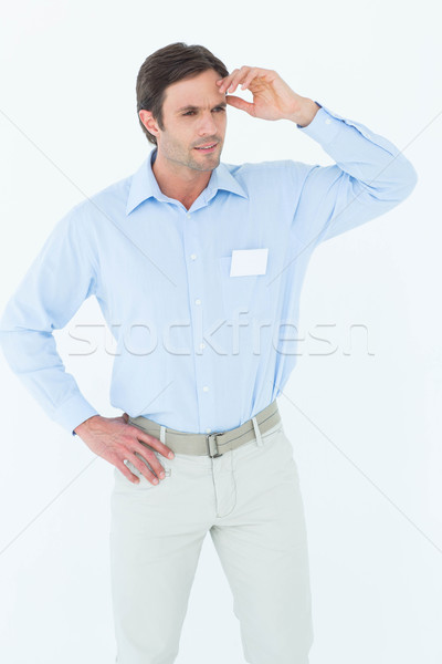 Zakenman hand heup nadenkend witte Stockfoto © wavebreak_media