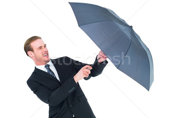 Geschäftsmann halten Dach Anzug schwarz Stock foto © wavebreak_media