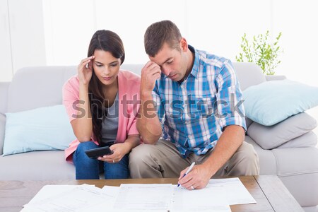 Pár otthoni pénzügyek asztal együtt ház férfi Stock fotó © wavebreak_media