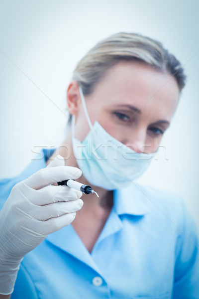ストックフォト: 女性 · 歯科 · 外科手術用マスク · 注入 · 肖像