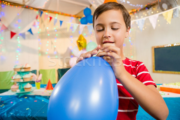 Stok fotoğraf: Sevimli · erkek · mavi · balon · doğum · günü · partisi