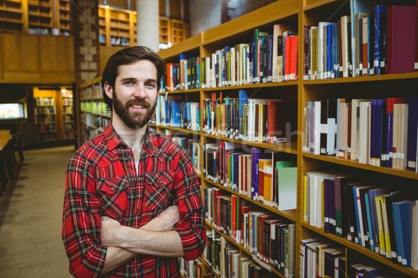 Feliz estudante biblioteca universidade livro homem Foto stock © wavebreak_media