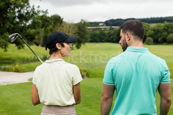Stockfoto: Paar · ander · golfbaan · internet · man · laptop