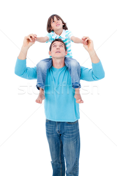 Heiter wenig Junge genießen huckepack Vater Stock foto © wavebreak_media
