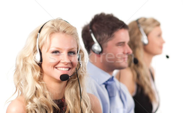 Három ember call center három dolgozik üzlet iroda Stock fotó © wavebreak_media