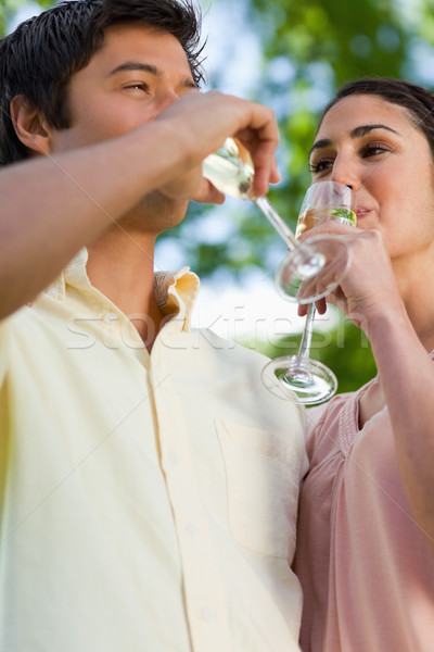 Nő férfi néz egyéb pohár pezsgő Stock fotó © wavebreak_media