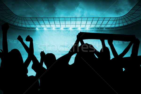Siluetas fútbol brumoso estadio fútbol luz Foto stock © wavebreak_media