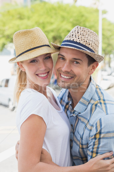 年輕 情侶 擁抱 微笑 相機 商業照片 © wavebreak_media