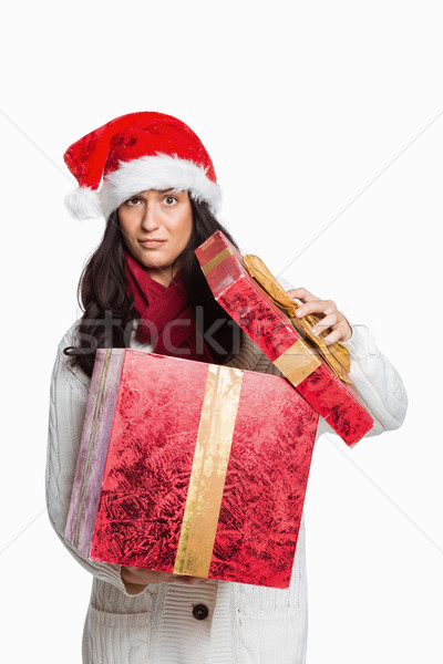 Verwechselt Frau Öffnen Weihnachten vorliegenden weiß Stock foto © wavebreak_media