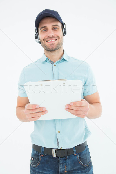 Kurier Mann tragen Headset halten Zwischenablage Stock foto © wavebreak_media