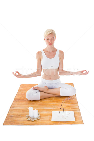 Encajar mujer meditando bambú fitness salud Foto stock © wavebreak_media