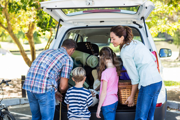 Stock photo: Happy family getting ready for road trip