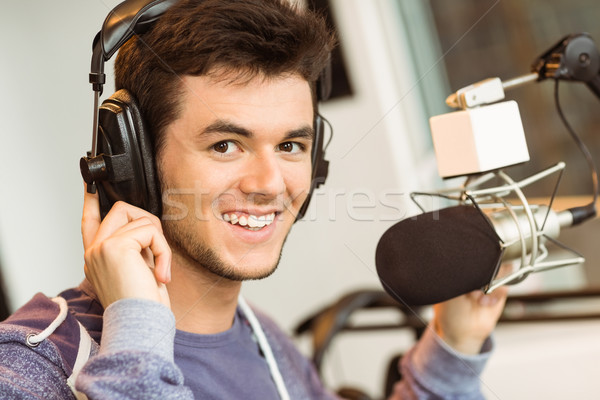 Portré egyetemi hallgató audio stúdió rádió boldog Stock fotó © wavebreak_media