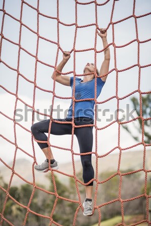 Foto stock: Treinador · menino · treinamento · bota · acampamento