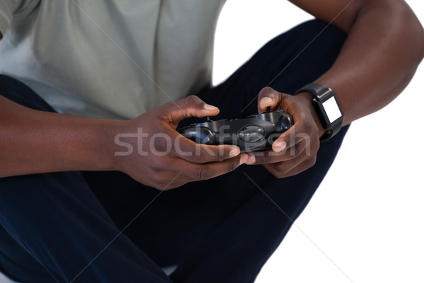 Stockfoto: Man · spelen · video · game · witte · technologie