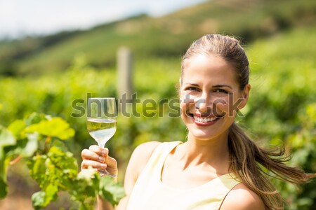 Portre kadın cam şarap bağ Stok fotoğraf © wavebreak_media