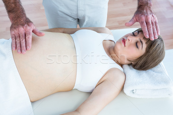 Hamile kadın reiki erkek terapist sağlık Stok fotoğraf © wavebreak_media