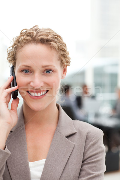красивой деловая женщина служба улыбка заседание счастливым Сток-фото © wavebreak_media