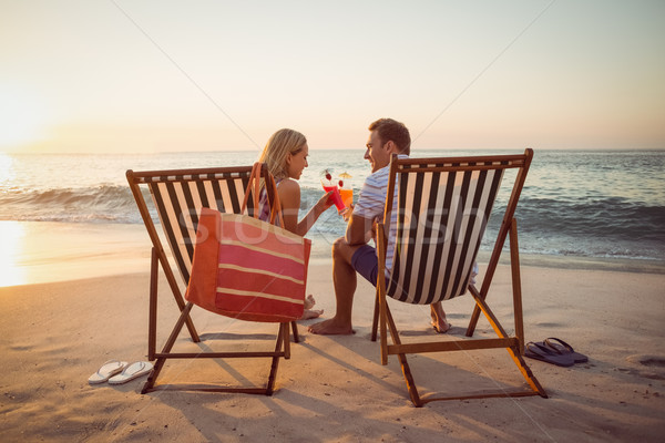 Szczęśliwy para uśmiechnięty plaży kobieta lata Zdjęcia stock © wavebreak_media