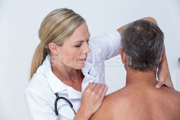 Foto stock: Médico · paciente · ombro · médico · escritório