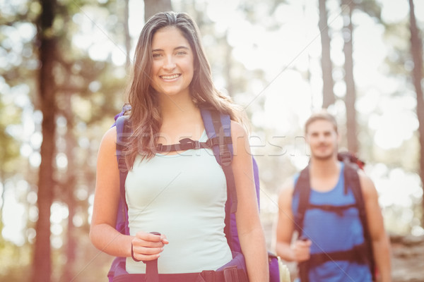 Foto stock: Jovem · feliz · corredores · olhando · câmera · natureza