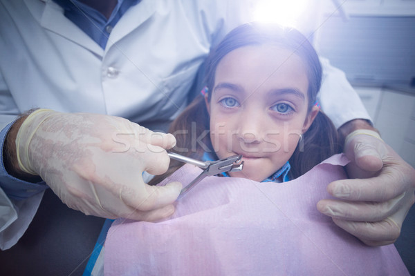 Dentist examining a young patient with tools Stock photo © wavebreak_media