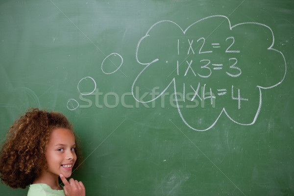 商業照片: 女學生 · 思維 · 數學 · 黑板 · 學校 · 學生