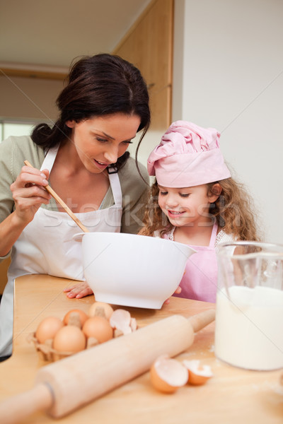 Matka córka cookie wraz szczęśliwy kuchnia Zdjęcia stock © wavebreak_media