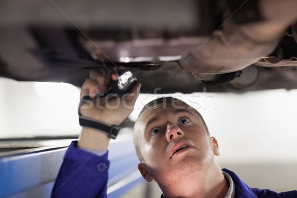 Foto stock: Mecánico · coche · garaje · motor · masculina