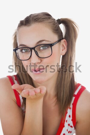 Jeune femme verres portrait heureux blanche [[stock_photo]] © wavebreak_media