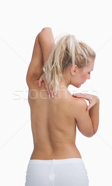 Hátsó nézet topless nő nyaki fájdalom fehér test Stock fotó © wavebreak_media
