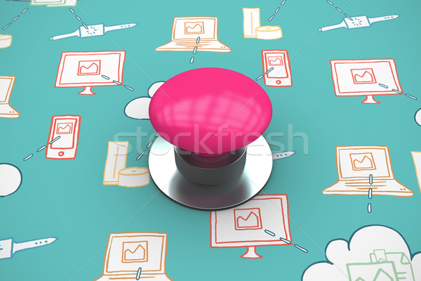 Composite image of pink push button Stock photo © wavebreak_media