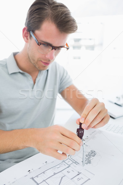 Man using compass on design Stock photo © wavebreak_media